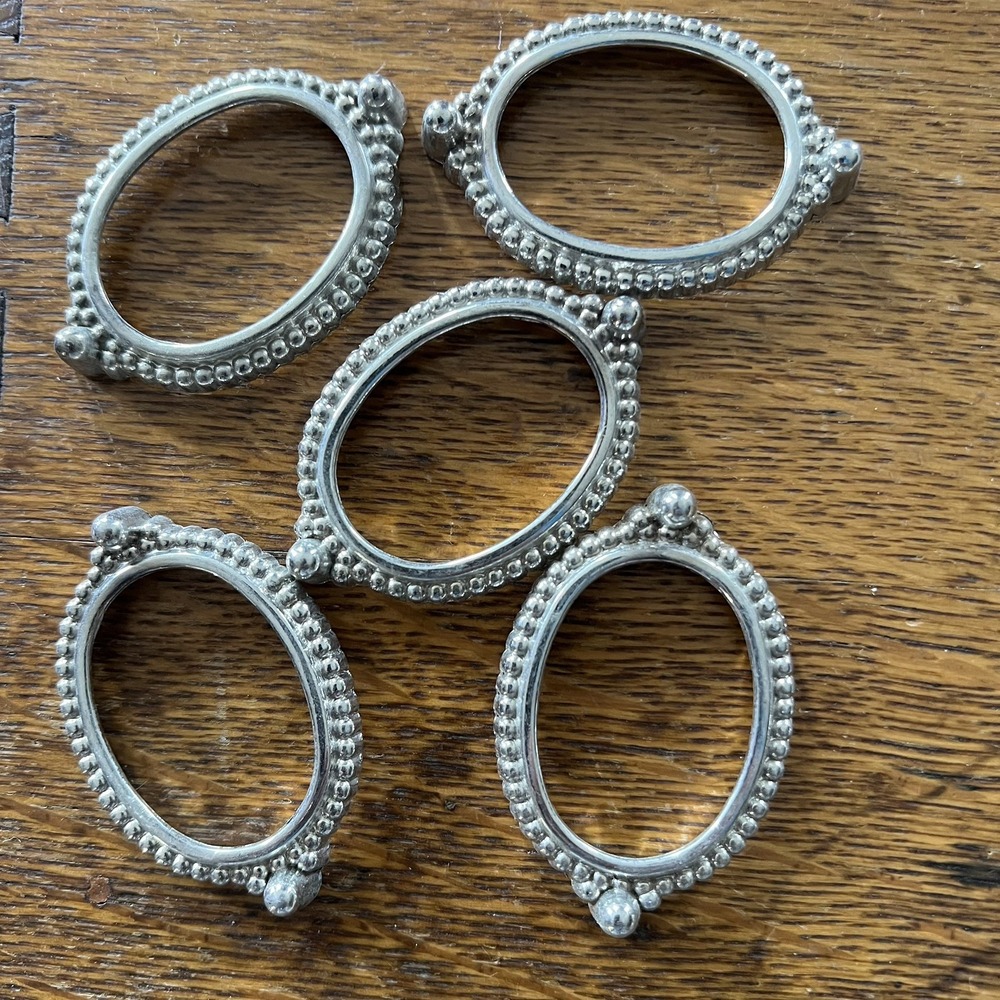 VTG Lot of 5 Oval Metal Beaded Frames for Belt Buckles Jewelry Hardware B15